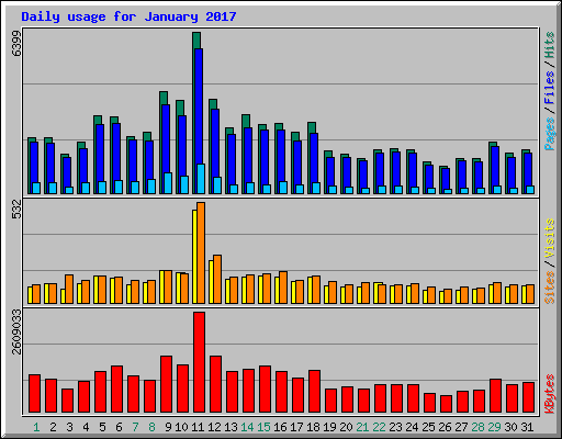 Daily usage for January 2017