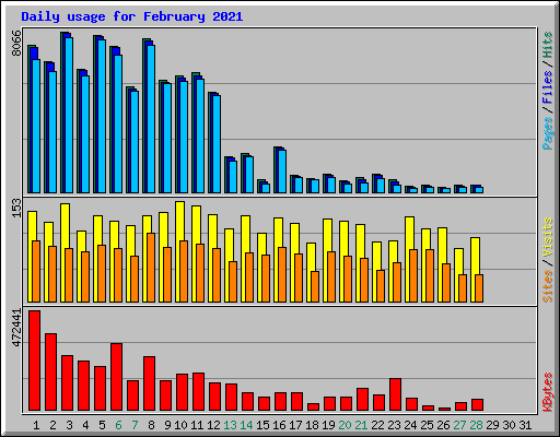 Daily usage for February 2021