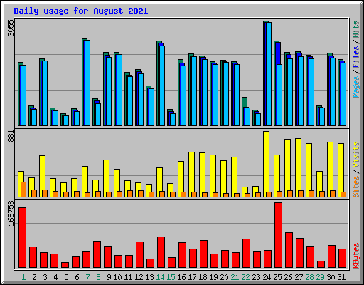 Daily usage for August 2021